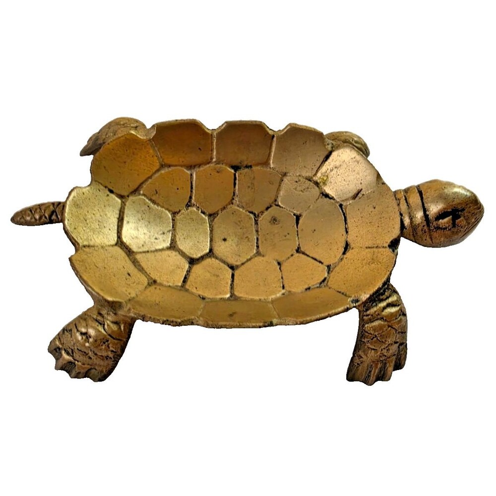 Vintage Brass Sea Turtle Animal Coin Jewelry Trinket Candy Soap Dish Ash Tray